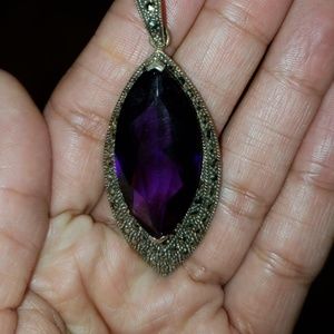 Purple teardrop sterling pendant.